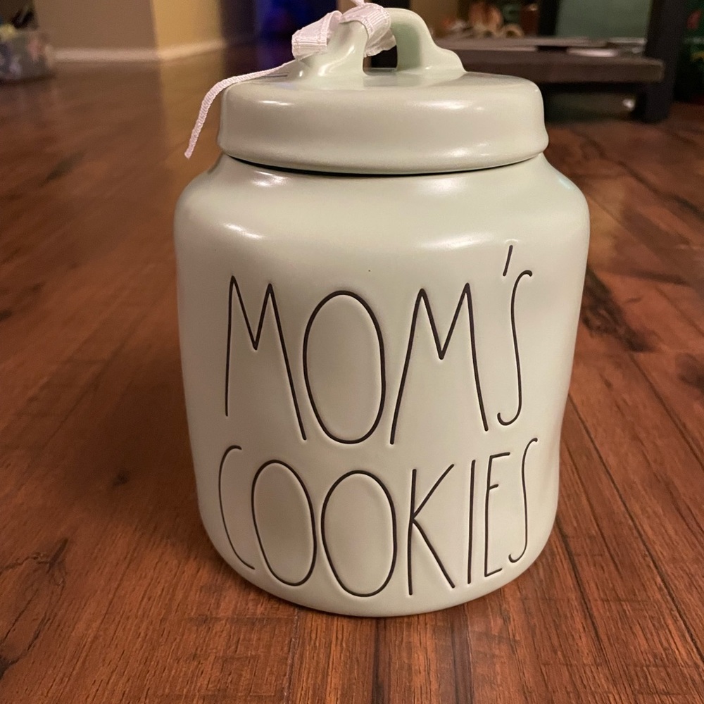 Rae Dunn large chubby mom’s cookies canister light green